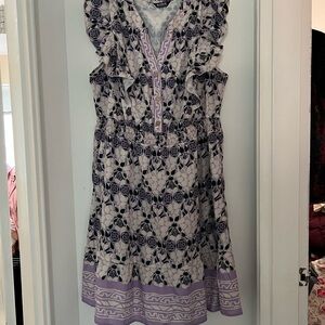 BloomChic Lavender and Black Patterned Midi Dress